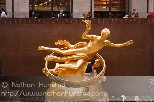 The sculpture of Prometheus at the Rockefeller Center